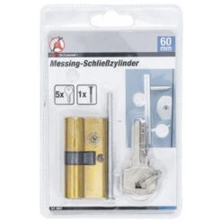 BARILLET 30/30 Mm CYLINDRE DE SERRURE 60 MM EN LAITON AVEC 5 CLES