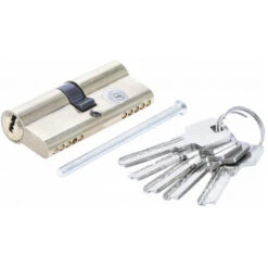 BARILLET 35/35mm CYLINDRE DE SERRURE 70 MM EN LAITON AVEC 5 CLES