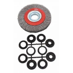 BROSSE CIRCULAIRE DE TOURET 150 Mm AVEC 5 JEUX DE BAGUES D'ADAPTATION