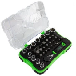 COFFRET CLE A DOUILLES DE 38 PIÈCES AVEC CLIQUET MINI DE 1/4