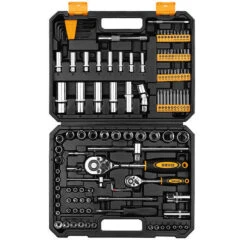 COFFRET CLIQUETS DOUILLES COURTES ET LONGUES 1/4 ET 1/2 EMBOUTS ACCESSOIRES