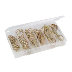 COFFRET DE 50 GOUPILLES CLIPS D'ATTELAGE AGRICOLE ASSORTIES DE 4,5 à 10 MM