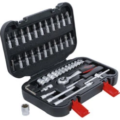 COFFRET DE DOUILLES ET EMBOUTS CARRE 1/4 DE 46 PIECES