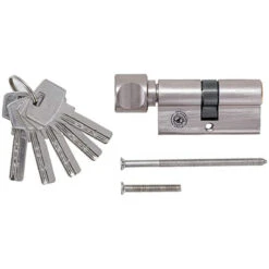 CYLINDRE DE SERRURE DE SECURITE AVEC BOUTON 60 MM 30/30 ET 5 CLES