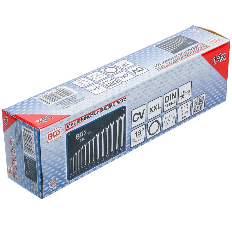 JEU DE 14 CLES PLATES MIXTES EXTRA LONGUES BGS - 6 à 19 Mm 6 JEU DE 14 CLES PLATES MIXTES EXTRA LONGUES BGS - 6 à 19 Mm – Image 4