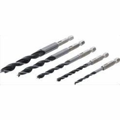 ASSORTIMENT DE 5 FORETS MECHES A BOIS DE 4 A 10 MM 6 PANS 1/4 POUR VISSEUSES