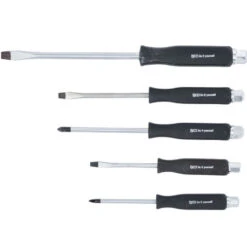 PROMO : JEU DE 5 TOURNEVIS PLATS ET CRUCIFORMES PZ MANCHE TRAVERSANT