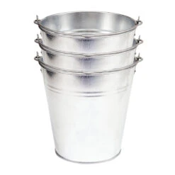 PROMO LOT DE 3 SEAUX DE 15L EN ACIER GALVANIZE POUR TOUS USAGES