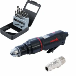 PROMO PERCEUSE PNEUMATIQUE DROITE + FORETS à METAUX DE 1 à 10 Mm + EMBOUT EURO