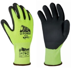 U-Power PAIRE DE GANTS DE TRAVAIL T9 - PROTECTION HAUTE VISIBILITÉ ENDUIT NITRILE